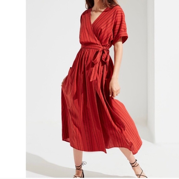 Urban Outfitters Dresses & Skirts - Urban Outfitters Gabrielle Linen Midi Wrap Dress